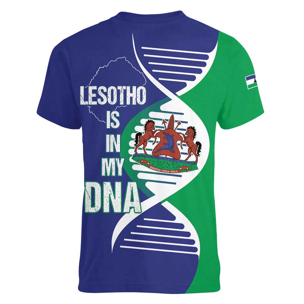 Lesotho Is In My DNA Women V-Neck T-Shirt Lesotho Map and Coat Of Arms