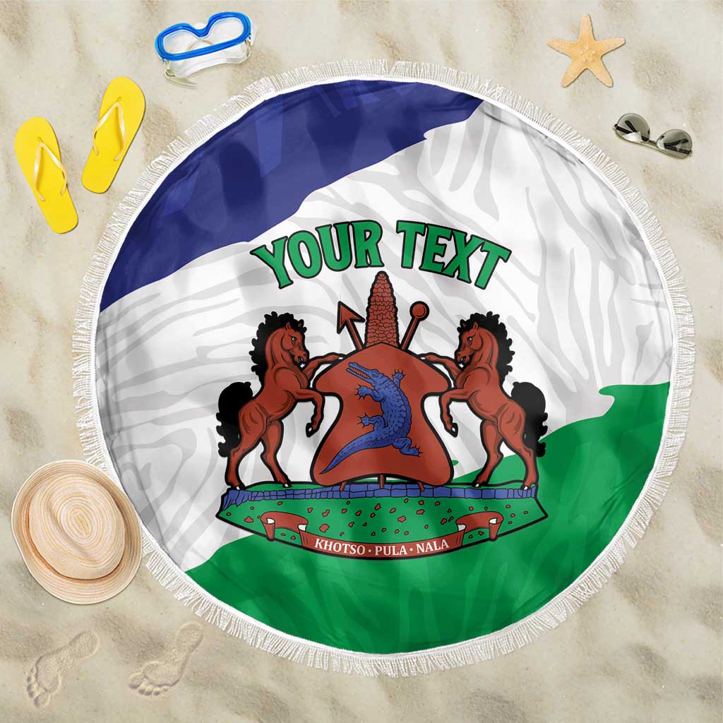 Personalised Lesotho Beach Blanket Coat Of Arms With Map