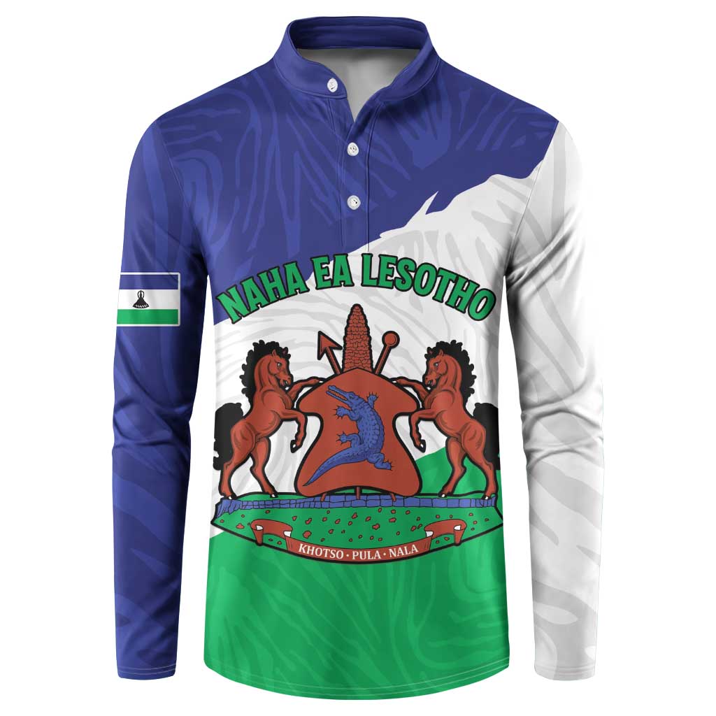 Personalised Lesotho Button Sweatshirt Coat Of Arms With Map
