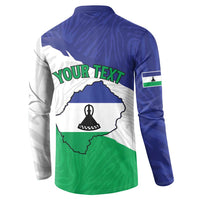 Personalised Lesotho Button Sweatshirt Coat Of Arms With Map
