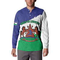 Personalised Lesotho Button Sweatshirt Coat Of Arms With Map