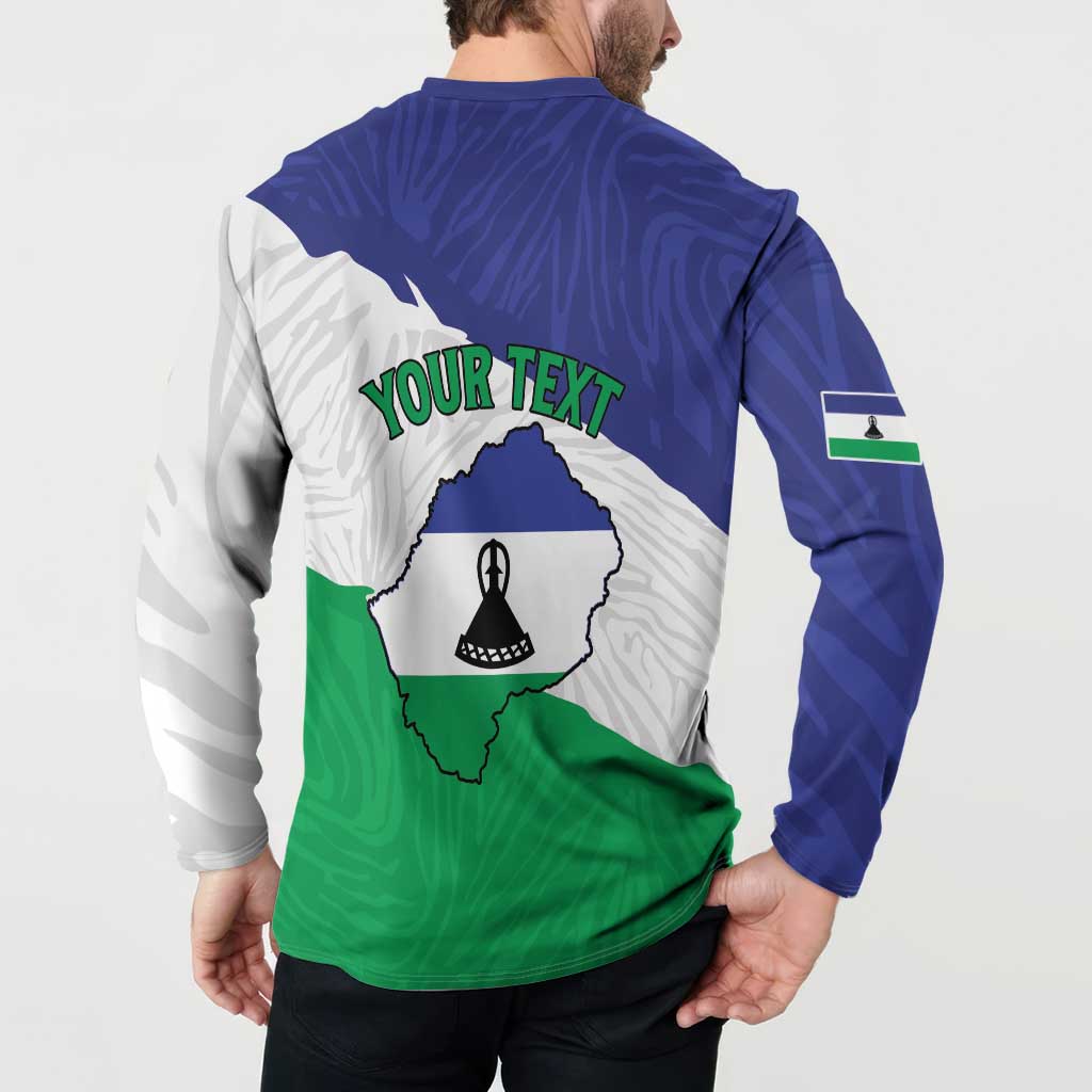 Personalised Lesotho Button Sweatshirt Coat Of Arms With Map