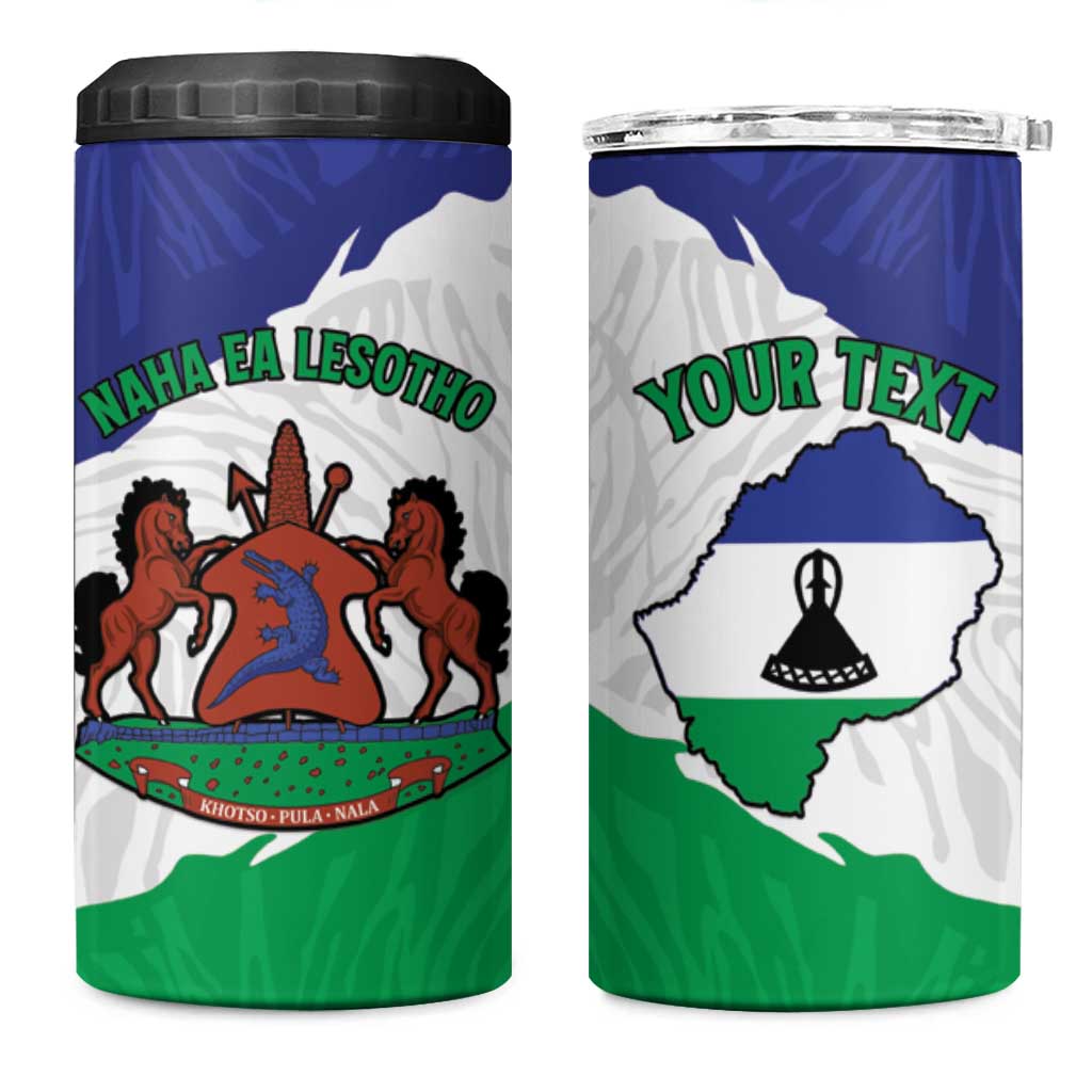 Personalised Lesotho 4 in 1 Can Cooler Tumbler Coat Of Arms With Map