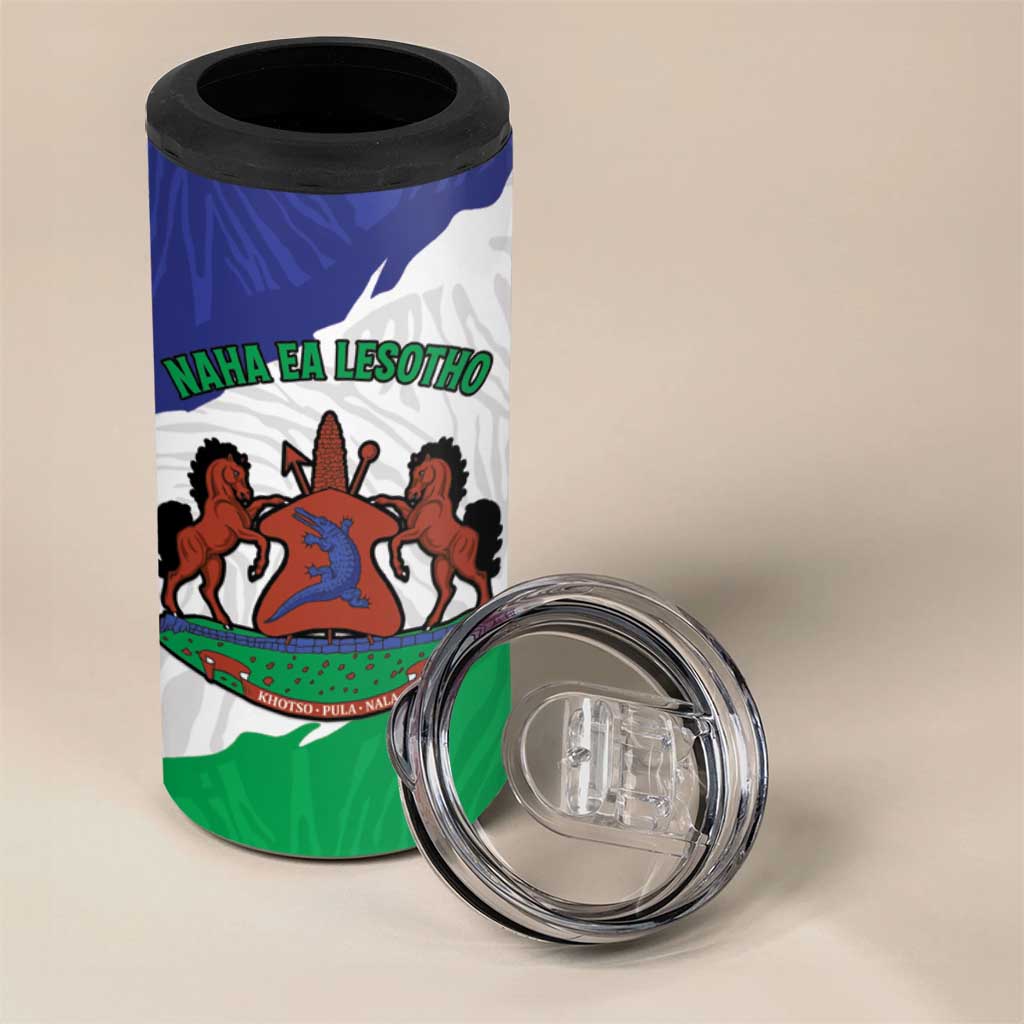 Personalised Lesotho 4 in 1 Can Cooler Tumbler Coat Of Arms With Map