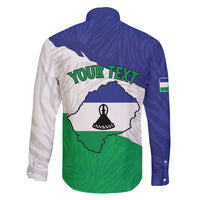Personalised Lesotho Family Matching Long Sleeve Bodycon Dress and Hawaiian Shirt Coat Of Arms With Map