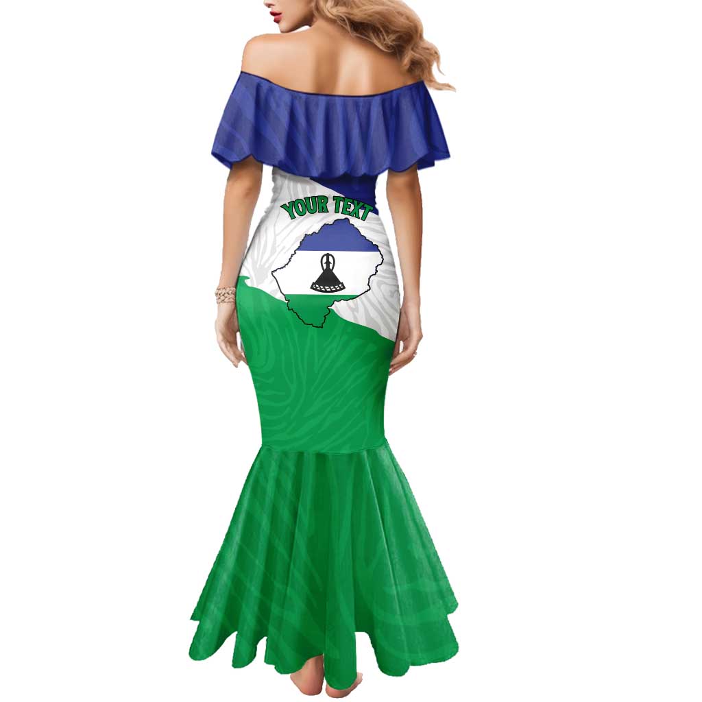 Personalised Lesotho Family Matching Mermaid Dress and Hawaiian Shirt Coat Of Arms With Map