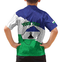 Personalised Lesotho Family Matching Off Shoulder Maxi Dress and Hawaiian Shirt Coat Of Arms With Map