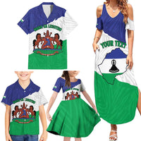 Personalised Lesotho Family Matching Summer Maxi Dress and Hawaiian Shirt Coat Of Arms With Map