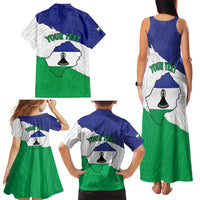 Personalised Lesotho Family Matching Tank Maxi Dress and Hawaiian Shirt Coat Of Arms With Map