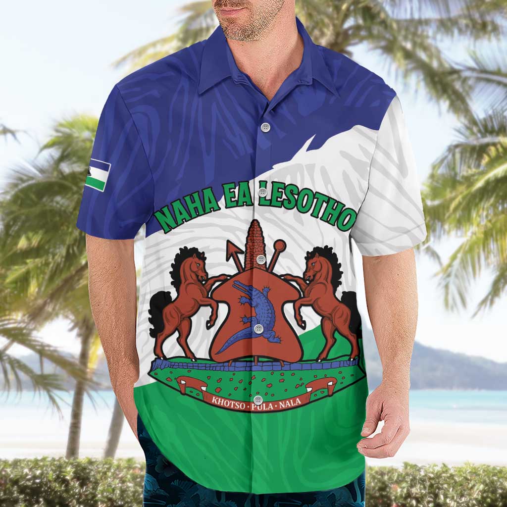 Personalised Lesotho Hawaiian Shirt Coat Of Arms With Map