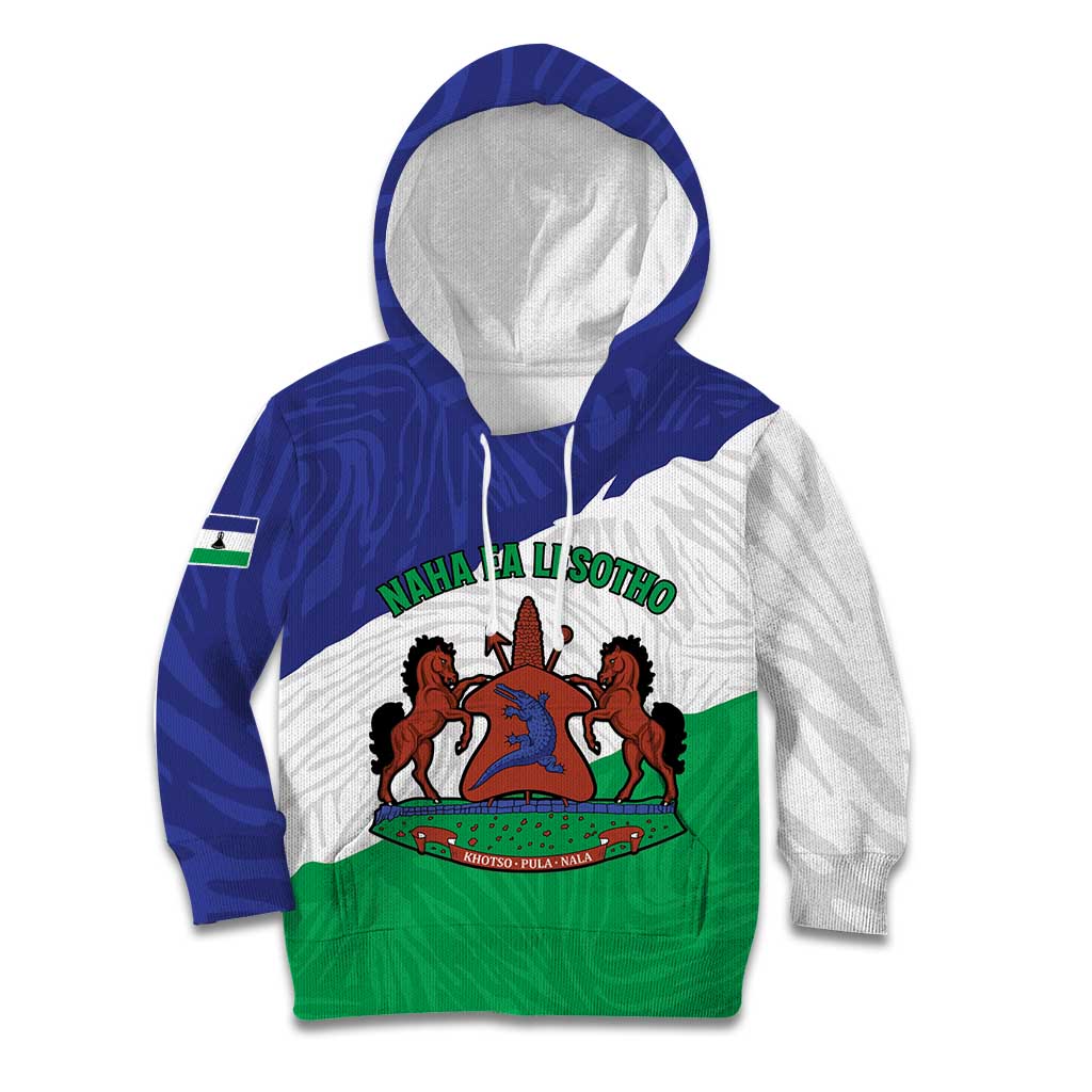 Personalised Lesotho Kid Hoodie Coat Of Arms With Map