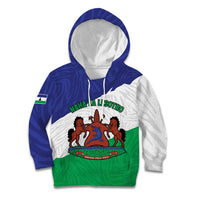 Personalised Lesotho Kid Hoodie Coat Of Arms With Map