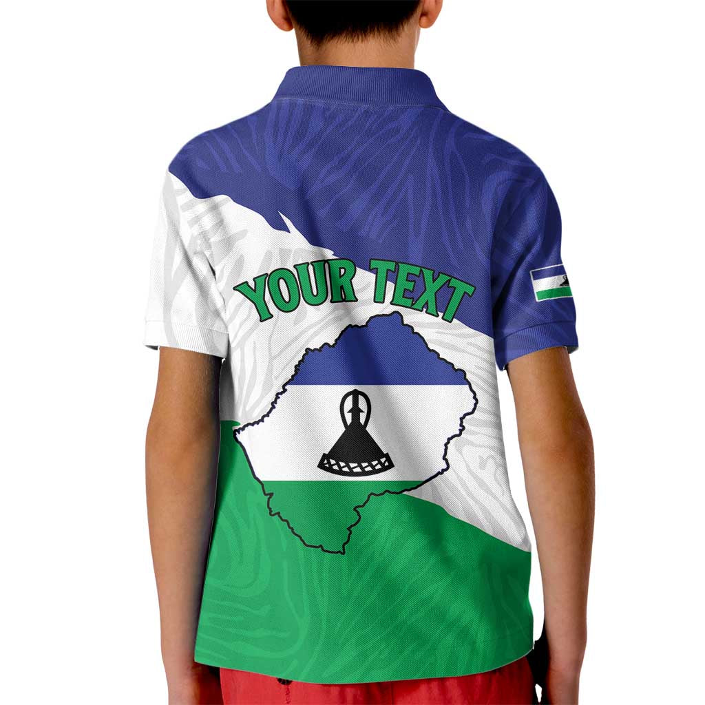Personalised Lesotho Kid Polo Shirt Coat Of Arms With Map