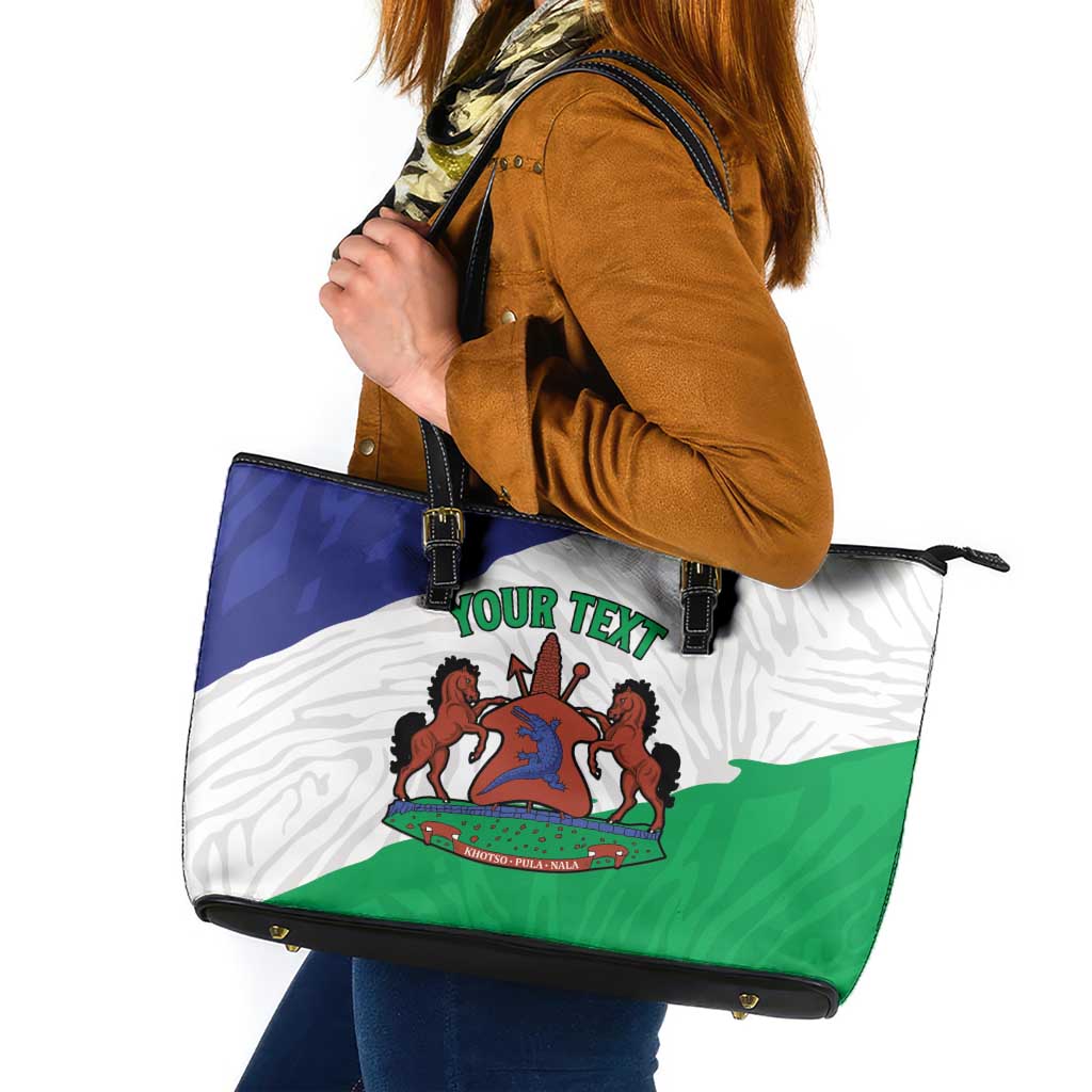 Personalised Lesotho Leather Tote Bag Coat Of Arms With Map