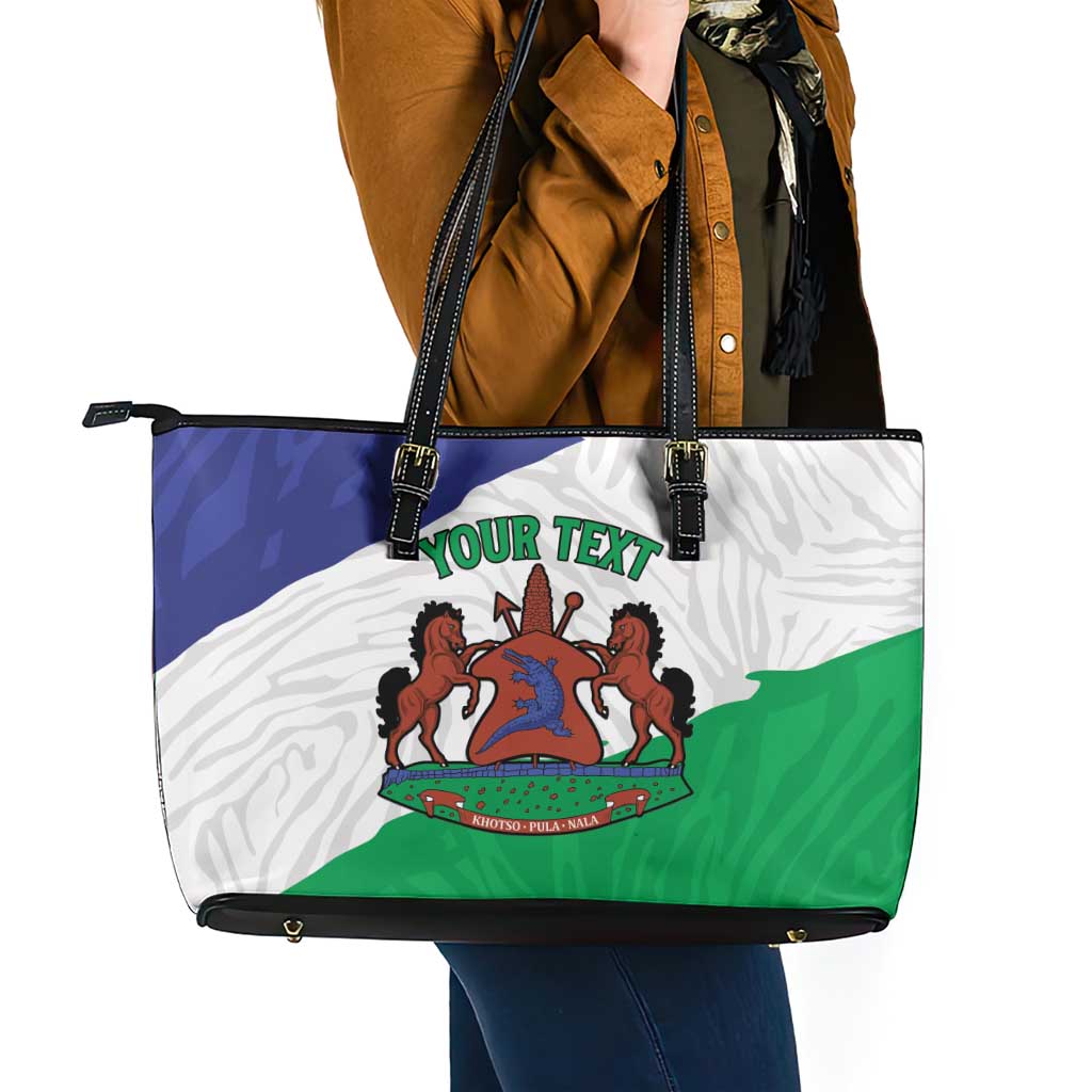 Personalised Lesotho Leather Tote Bag Coat Of Arms With Map