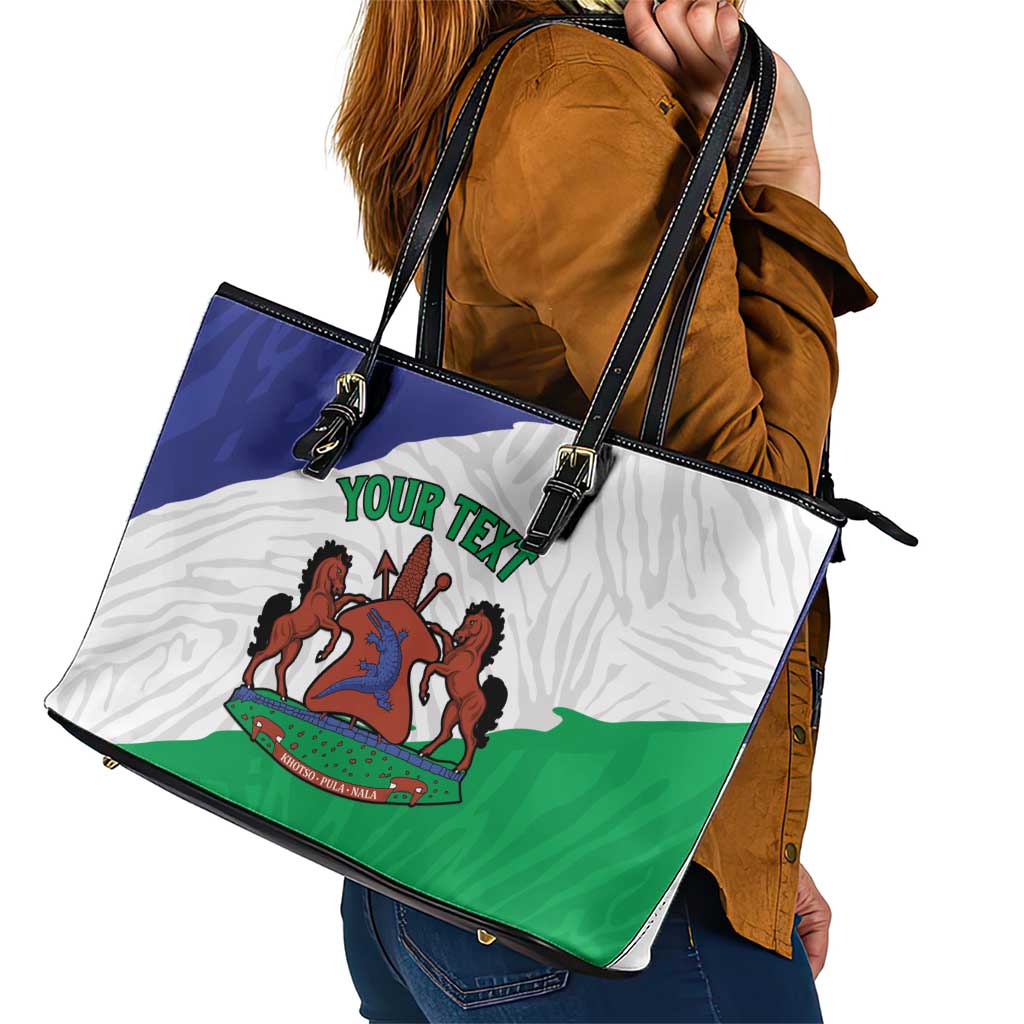 Personalised Lesotho Leather Tote Bag Coat Of Arms With Map