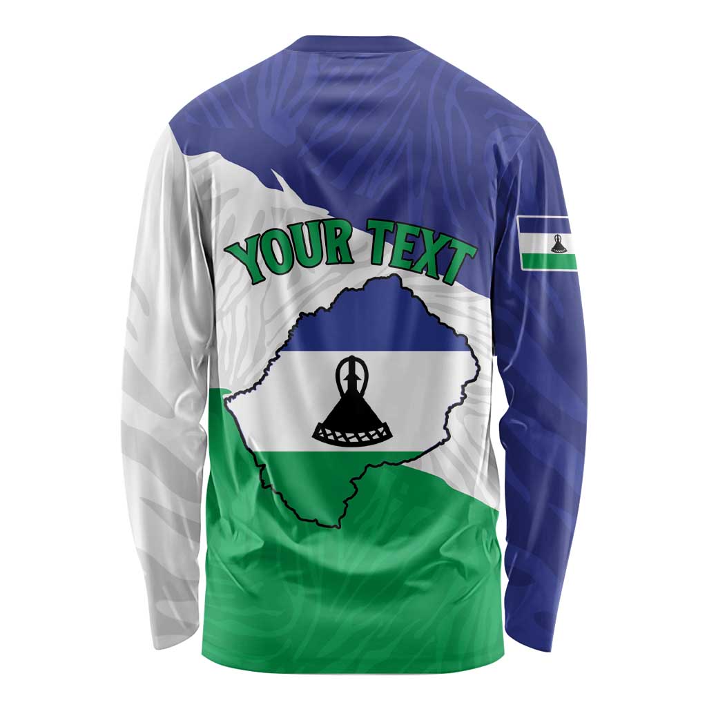 Personalised Lesotho Long Sleeve Shirt Coat Of Arms With Map
