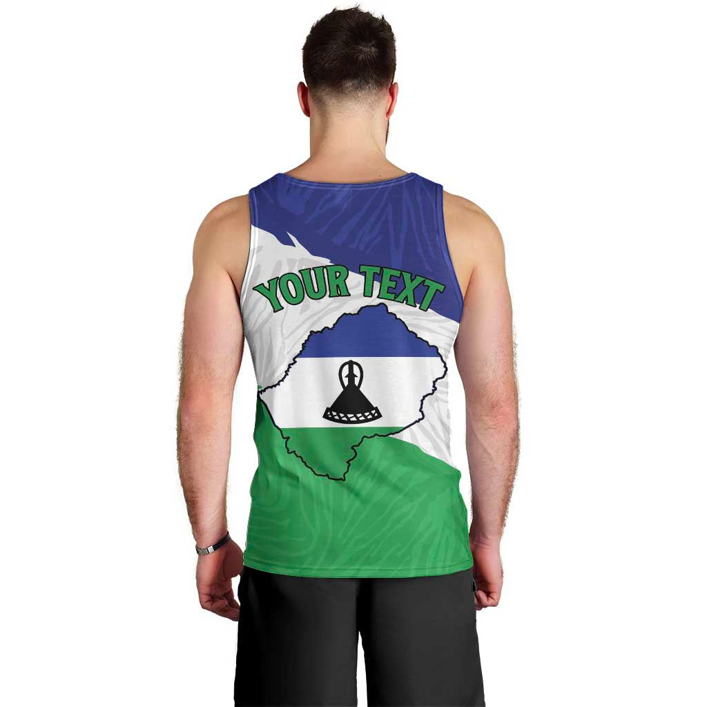 Personalised Lesotho Men Tank Top Coat Of Arms With Map