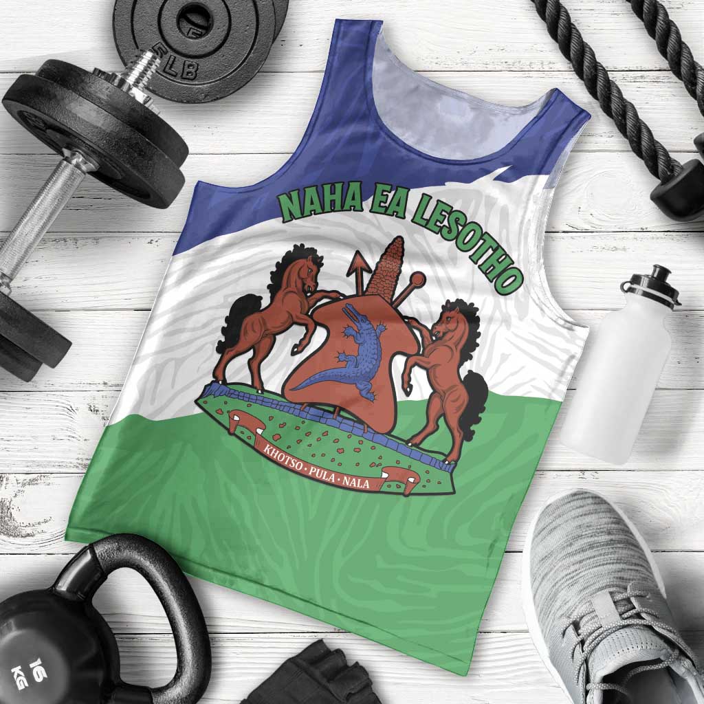 Personalised Lesotho Men Tank Top Coat Of Arms With Map