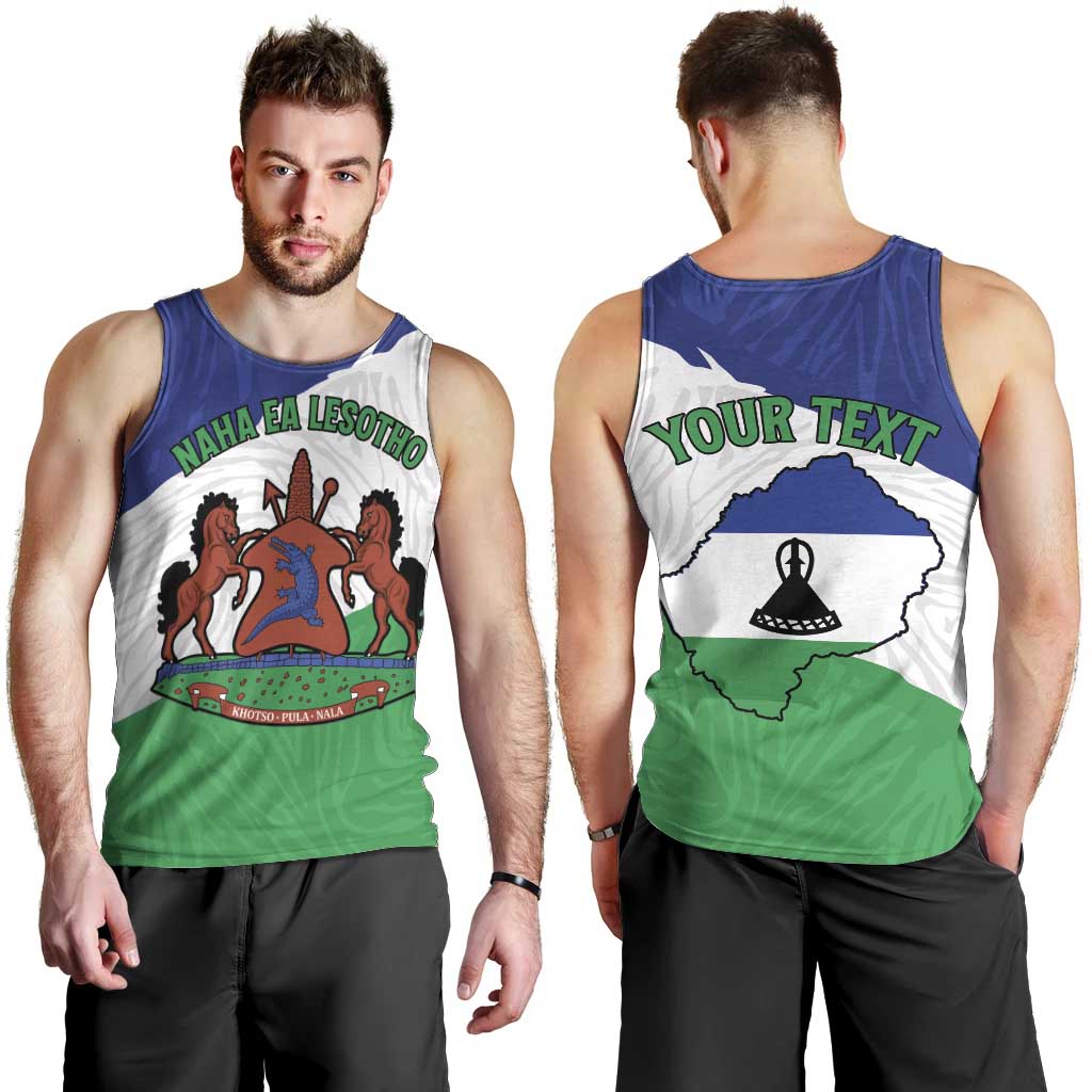 Personalised Lesotho Men Tank Top Coat Of Arms With Map