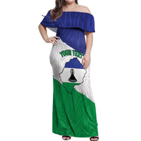 Personalised Lesotho Off Shoulder Maxi Dress Coat Of Arms With Map