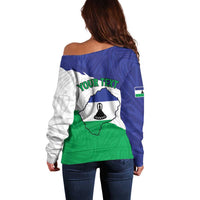 Personalised Lesotho Off Shoulder Sweater Coat Of Arms With Map