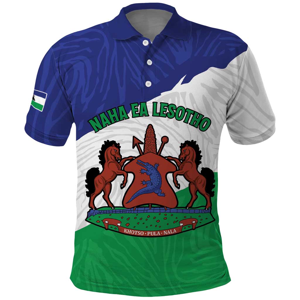 Personalised Lesotho Polo Shirt Coat Of Arms With Map