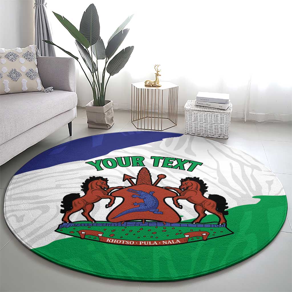 Personalised Lesotho Round Carpet Coat Of Arms With Map