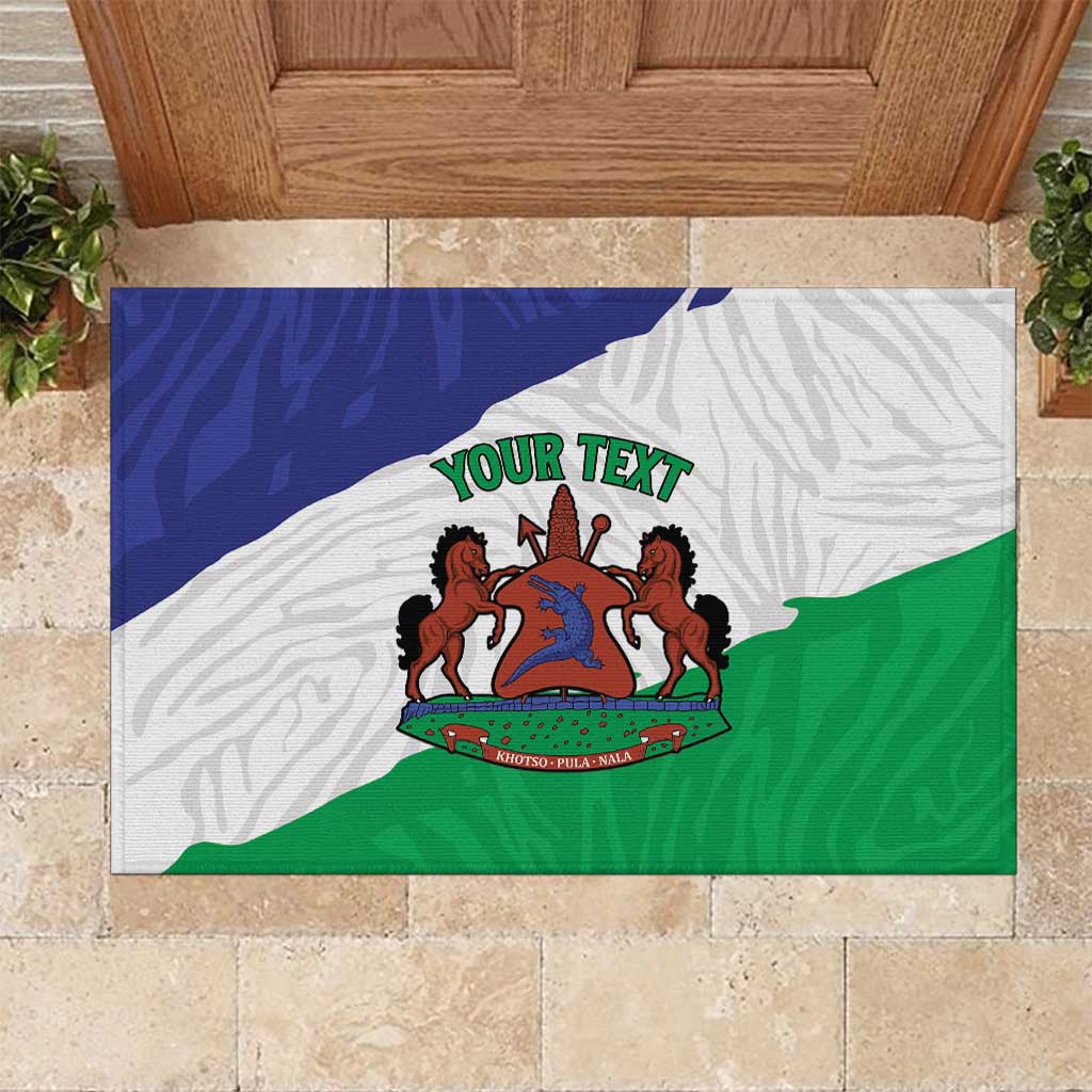 Personalised Lesotho Rubber Doormat Coat Of Arms With Map