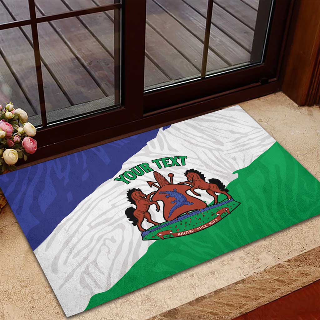 Personalised Lesotho Rubber Doormat Coat Of Arms With Map