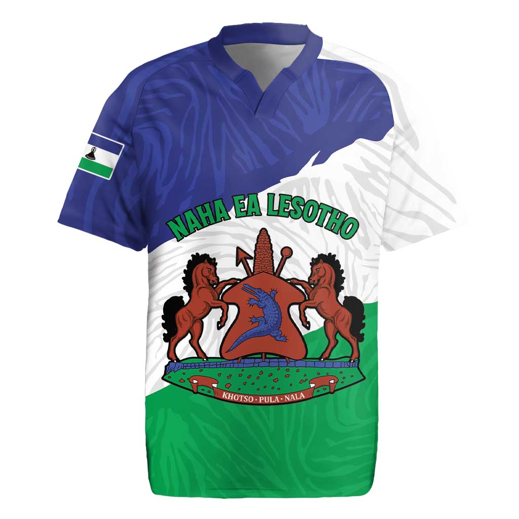 Personalised Lesotho Rugby Jersey Coat Of Arms With Map