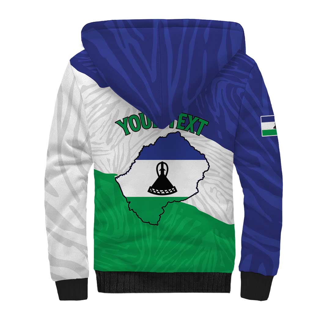 Personalised Lesotho Sherpa Hoodie Coat Of Arms With Map