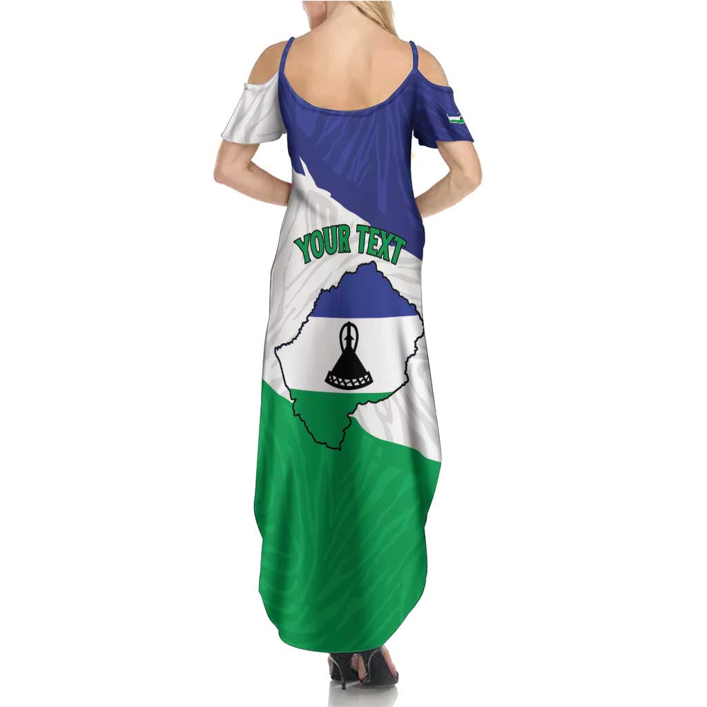 Personalised Lesotho Summer Maxi Dress Coat Of Arms With Map