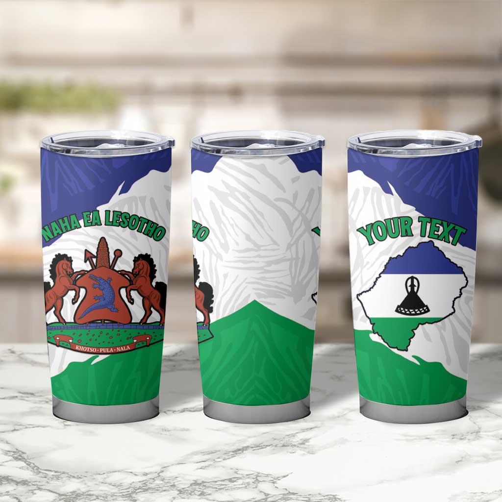 Personalised Lesotho Tumbler Cup Coat Of Arms With Map
