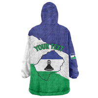 Personalised Lesotho Wearable Blanket Hoodie Coat Of Arms With Map