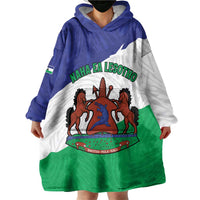 Personalised Lesotho Wearable Blanket Hoodie Coat Of Arms With Map