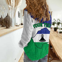 Personalised Lesotho Women Casual Shirt Coat Of Arms With Map