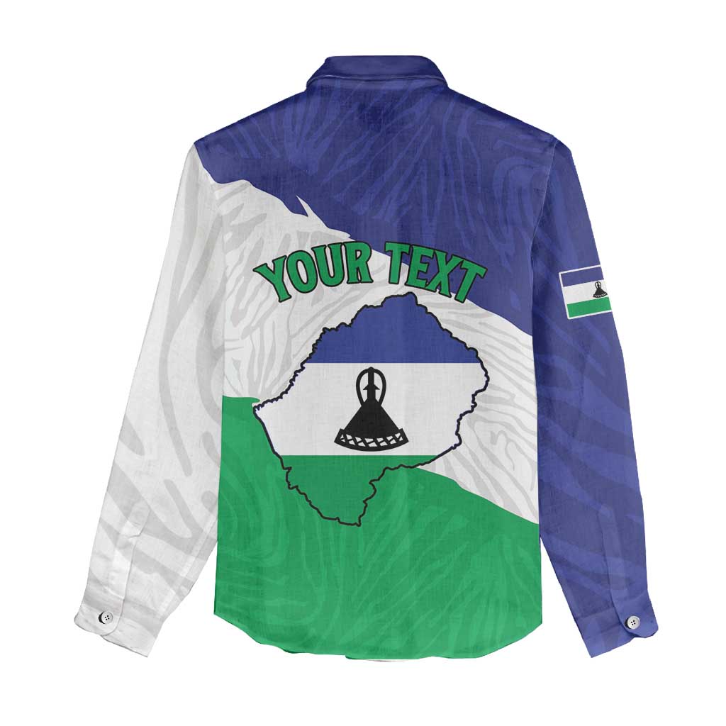 Personalised Lesotho Women Casual Shirt Coat Of Arms With Map