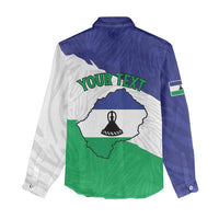 Personalised Lesotho Women Casual Shirt Coat Of Arms With Map