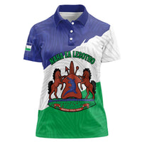 Personalised Lesotho Women Polo Shirt Coat Of Arms With Map