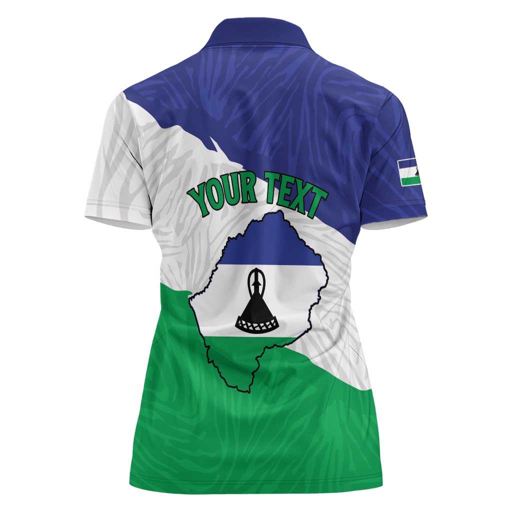 Personalised Lesotho Women Polo Shirt Coat Of Arms With Map