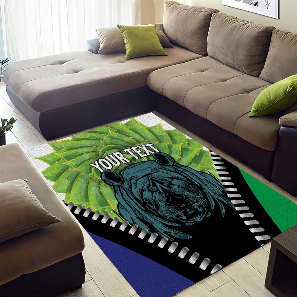 Personalised Lesotho Black Rhinoceros Area Rug With Aloe Polyphylla