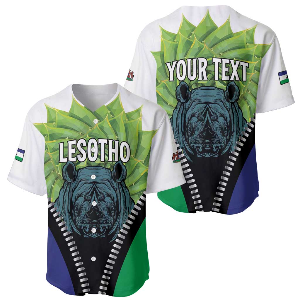 Personalised Lesotho Black Rhinoceros Baseball Jersey With Aloe Polyphylla