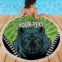 Personalised Lesotho Black Rhinoceros Beach Blanket With Aloe Polyphylla