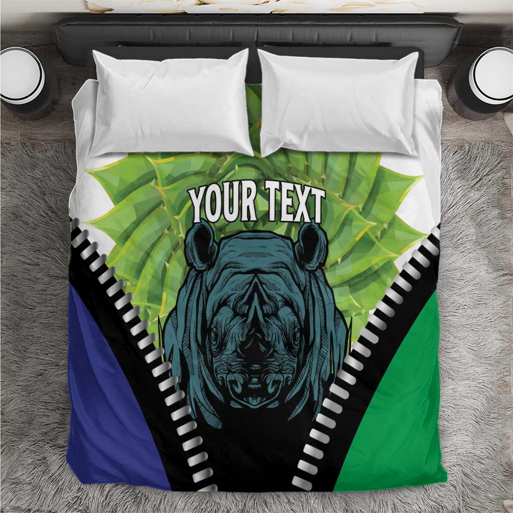 Personalised Lesotho Black Rhinoceros Bedding Set With Aloe Polyphylla