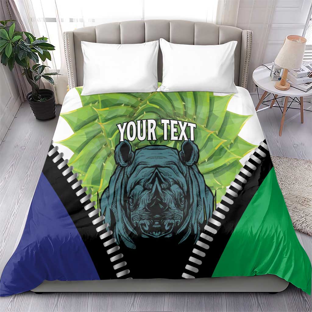 Personalised Lesotho Black Rhinoceros Bedding Set With Aloe Polyphylla