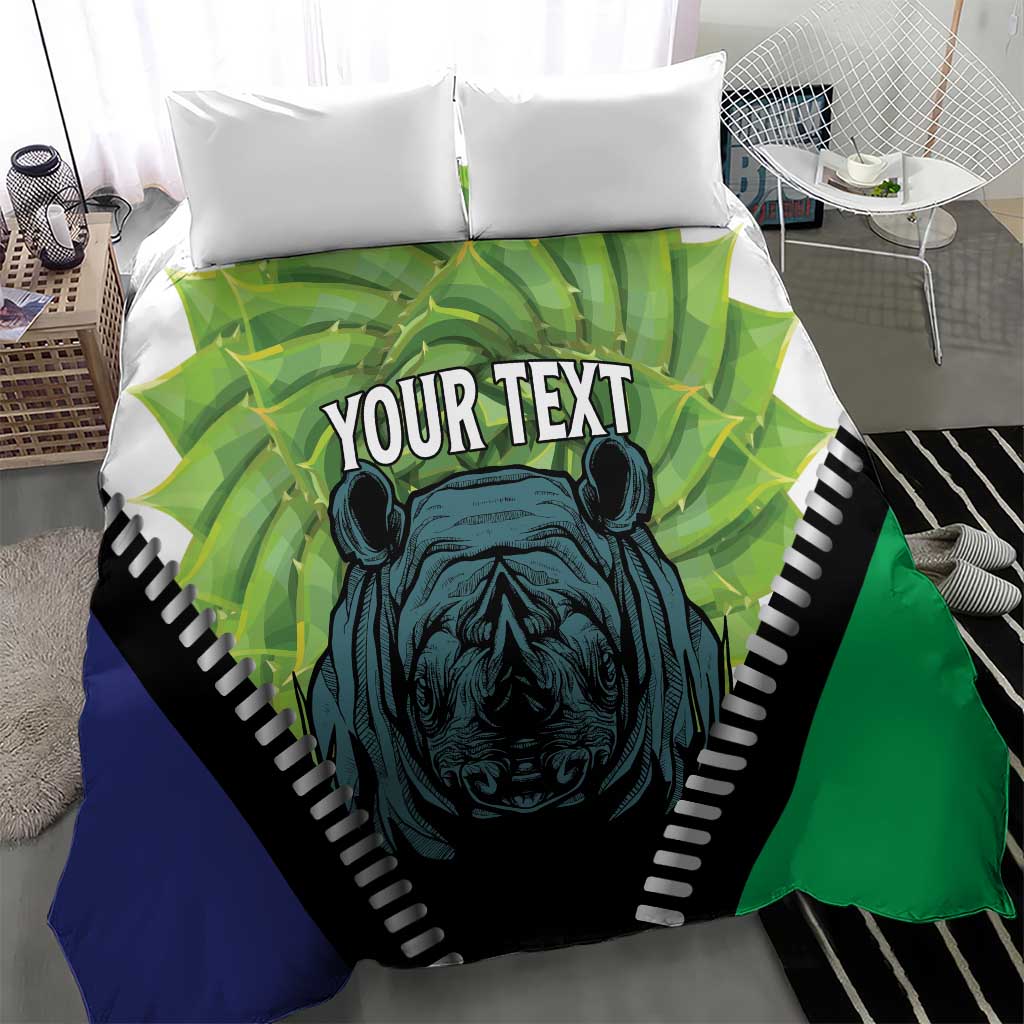 Personalised Lesotho Black Rhinoceros Bedding Set With Aloe Polyphylla