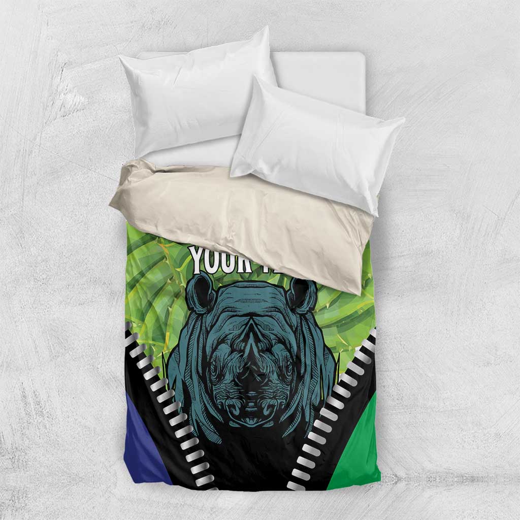 Personalised Lesotho Black Rhinoceros Bedding Set With Aloe Polyphylla