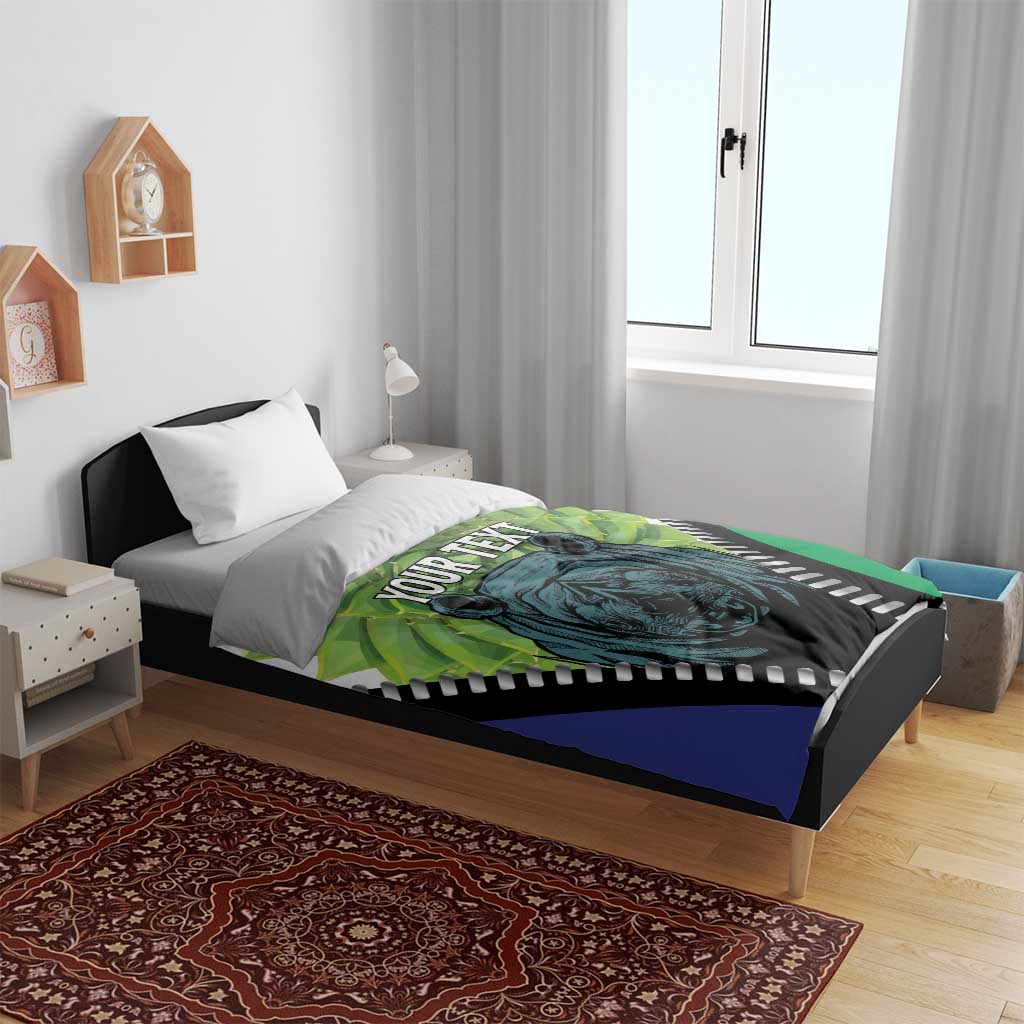 Personalised Lesotho Black Rhinoceros Bedding Set With Aloe Polyphylla