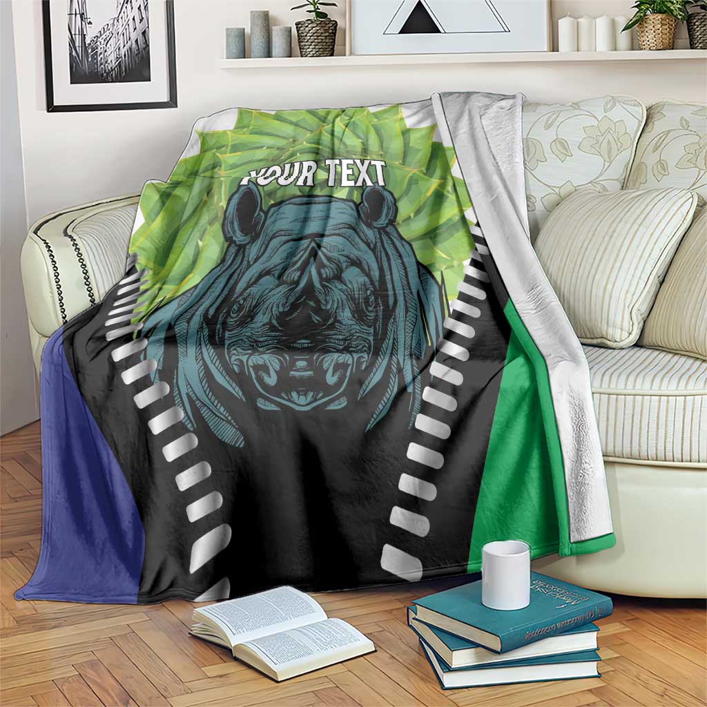 Personalised Lesotho Black Rhinoceros Blanket With Aloe Polyphylla